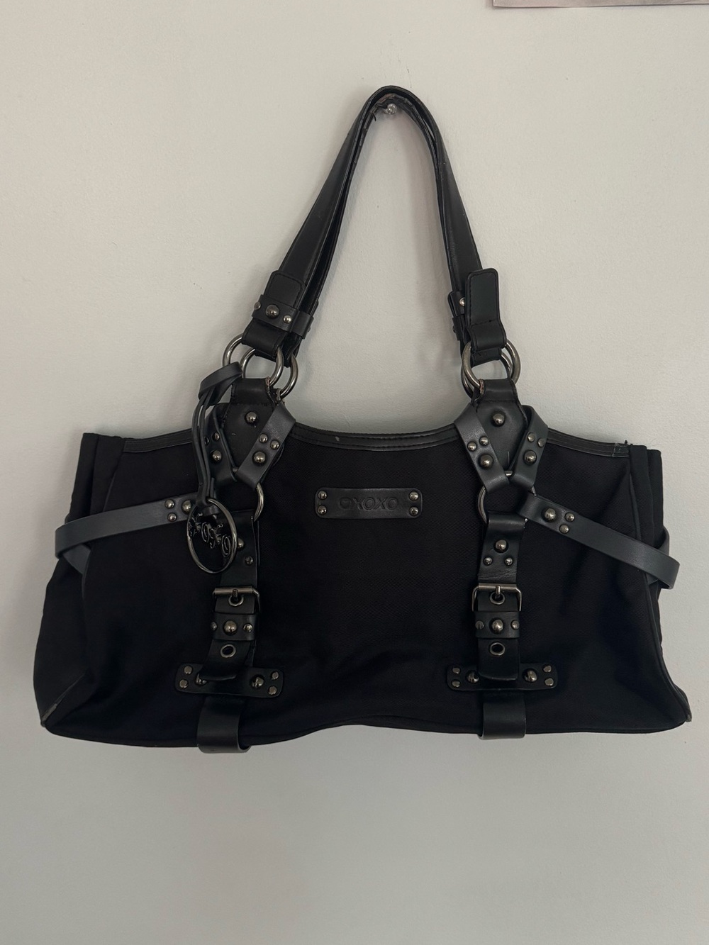 XOXO Black Studded Harness Shoulder Bag